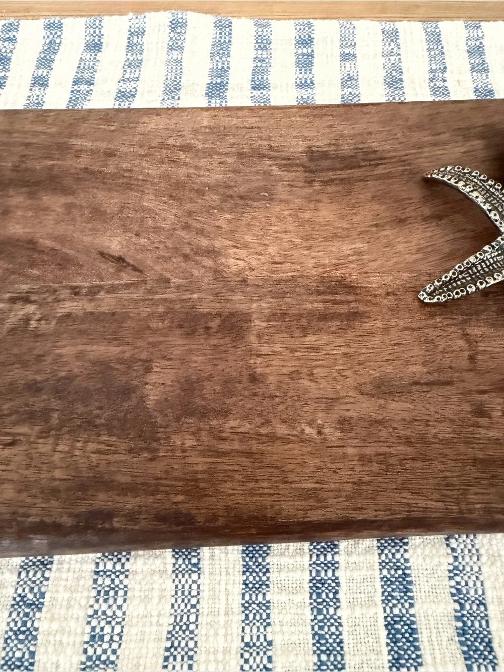 Mud Pie Starfish Wood Board Coastal Serving Tray